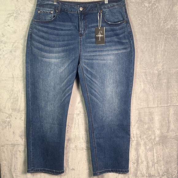 Flamingals Denim - NWT New Flamingals Medium Wash Cropped Ankle Stretch Jeans Size 3XL